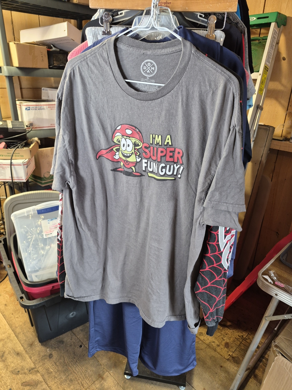 Men's Gray Graphic Short Sleeve Tee - "I'm a Super Fun Guy!"